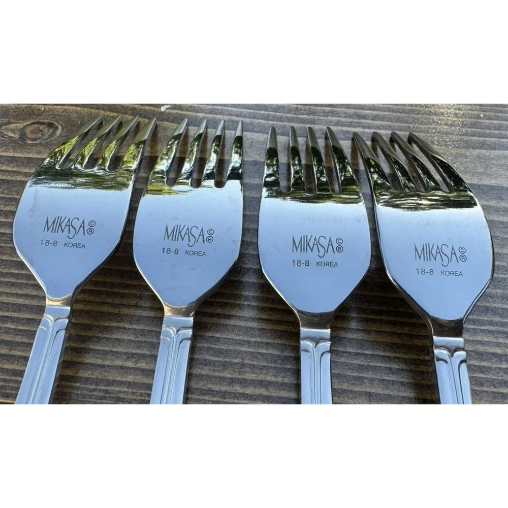 Mikasa PARALLELS Salad Forks Set Of 4 Korea Stainless Flatware Replacement